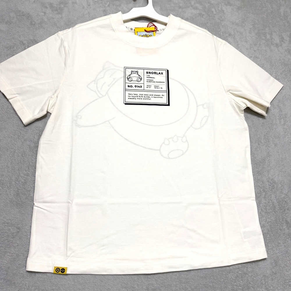 Pokemon Snorlax Pokedex Graphic T-Shirt Men S White Short Sleeve Streetwear Tee